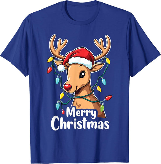 Merry Christmas Reindeer Xmas Cozy Winter Cheer T-Shirt - T-Shirt | Royal