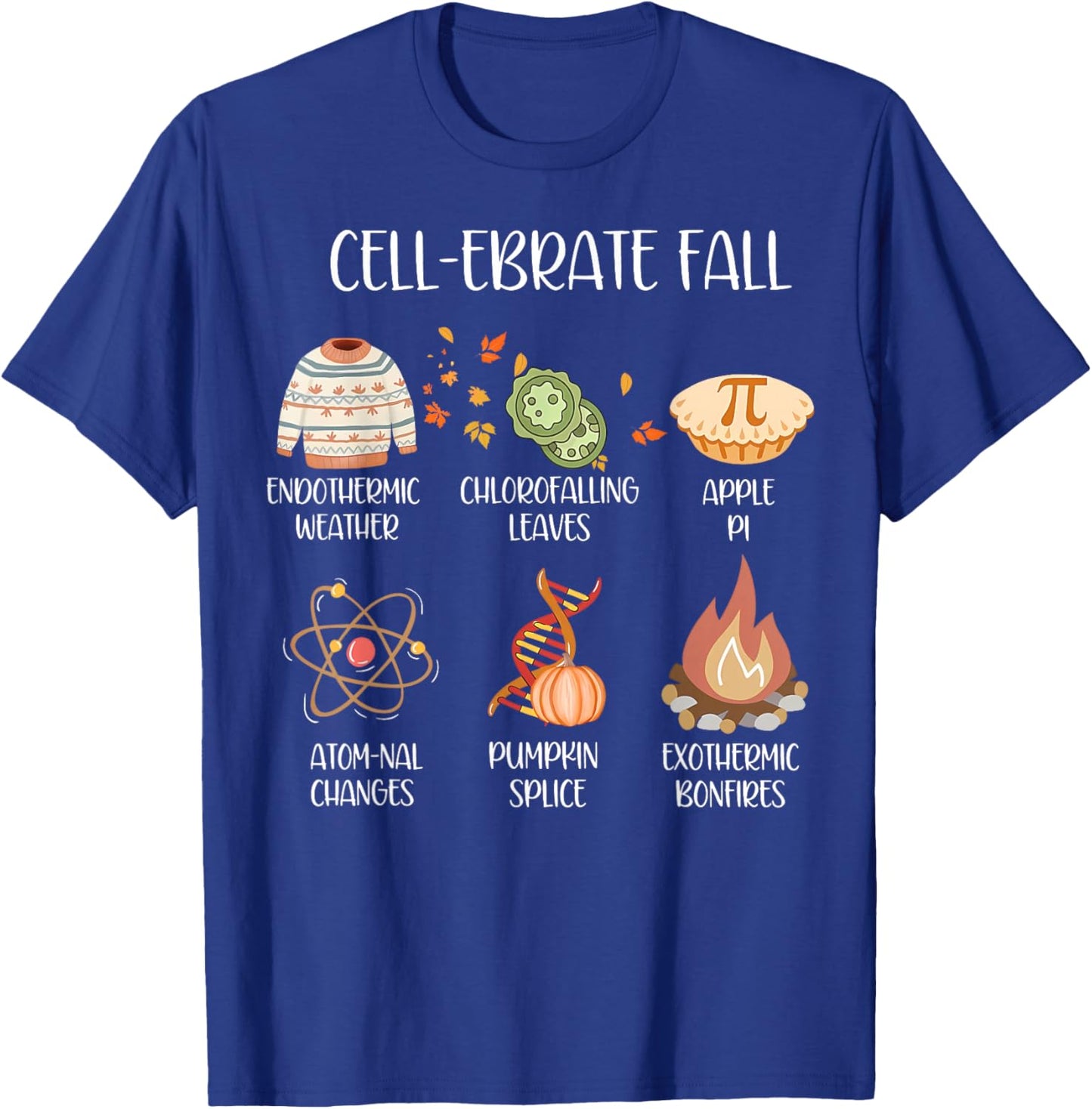 Cel-ebrate Fall Funny Science Teacher Fall Autumn Pumpkin T-Shirt - T-Shirt | Royal