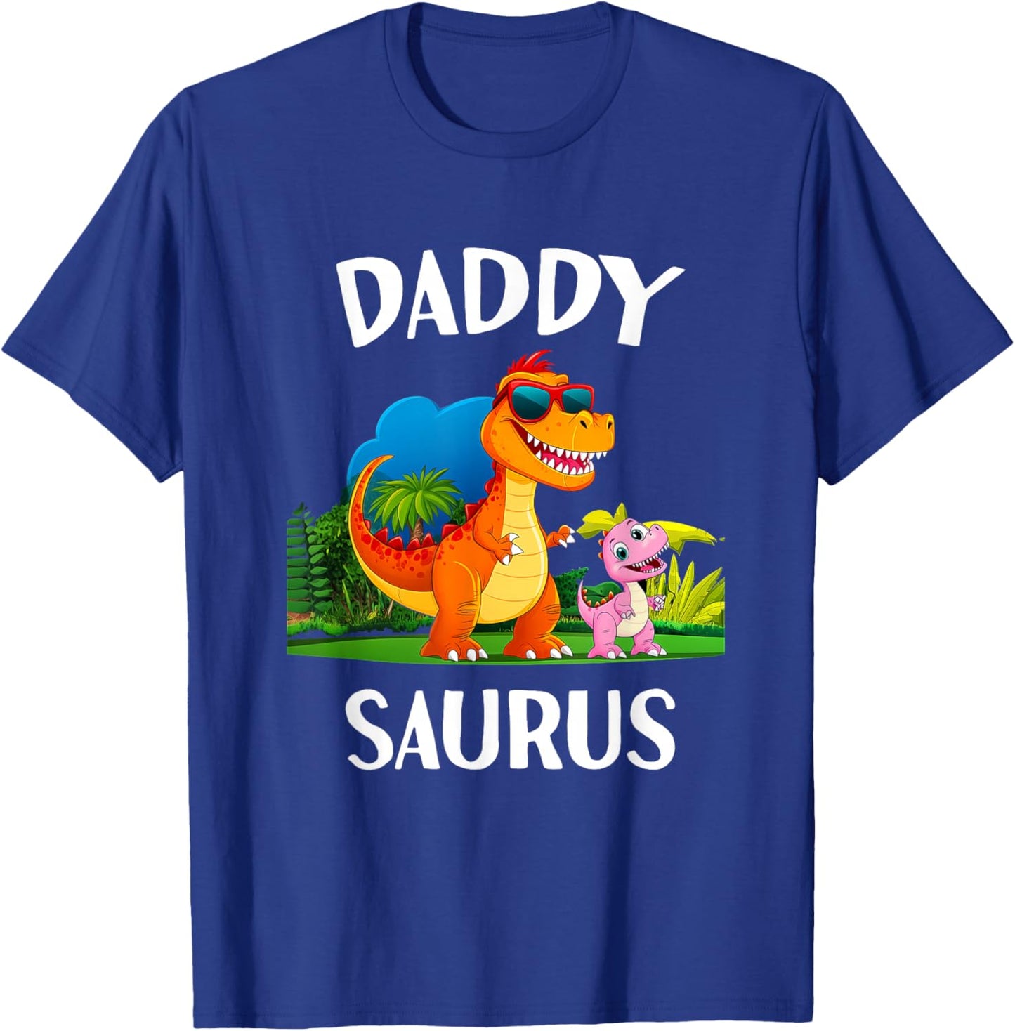 Daddy Saurus Dinosaur Dino Matching Family Boys Men Trex T-Shirt - T-Shirt | Royal