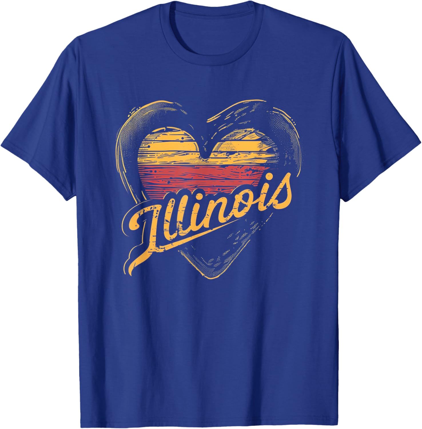 Illinois - Heart Vintage Love Women Kids Retro Graphic T-Shirt - T-Shirt | Royal