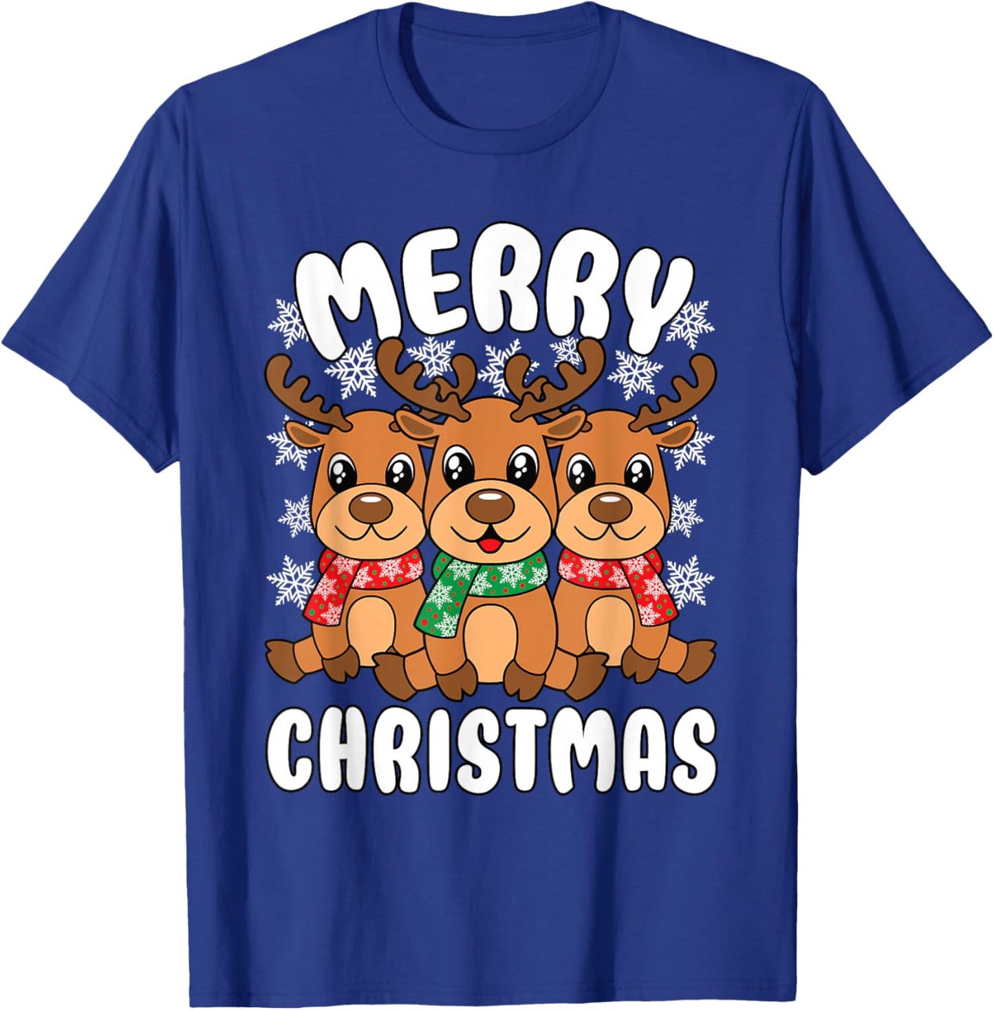 Merry Christmas Funny Christmas Xmas Reindeer Men Women Kids T-Shirt - T-Shirt | Royal