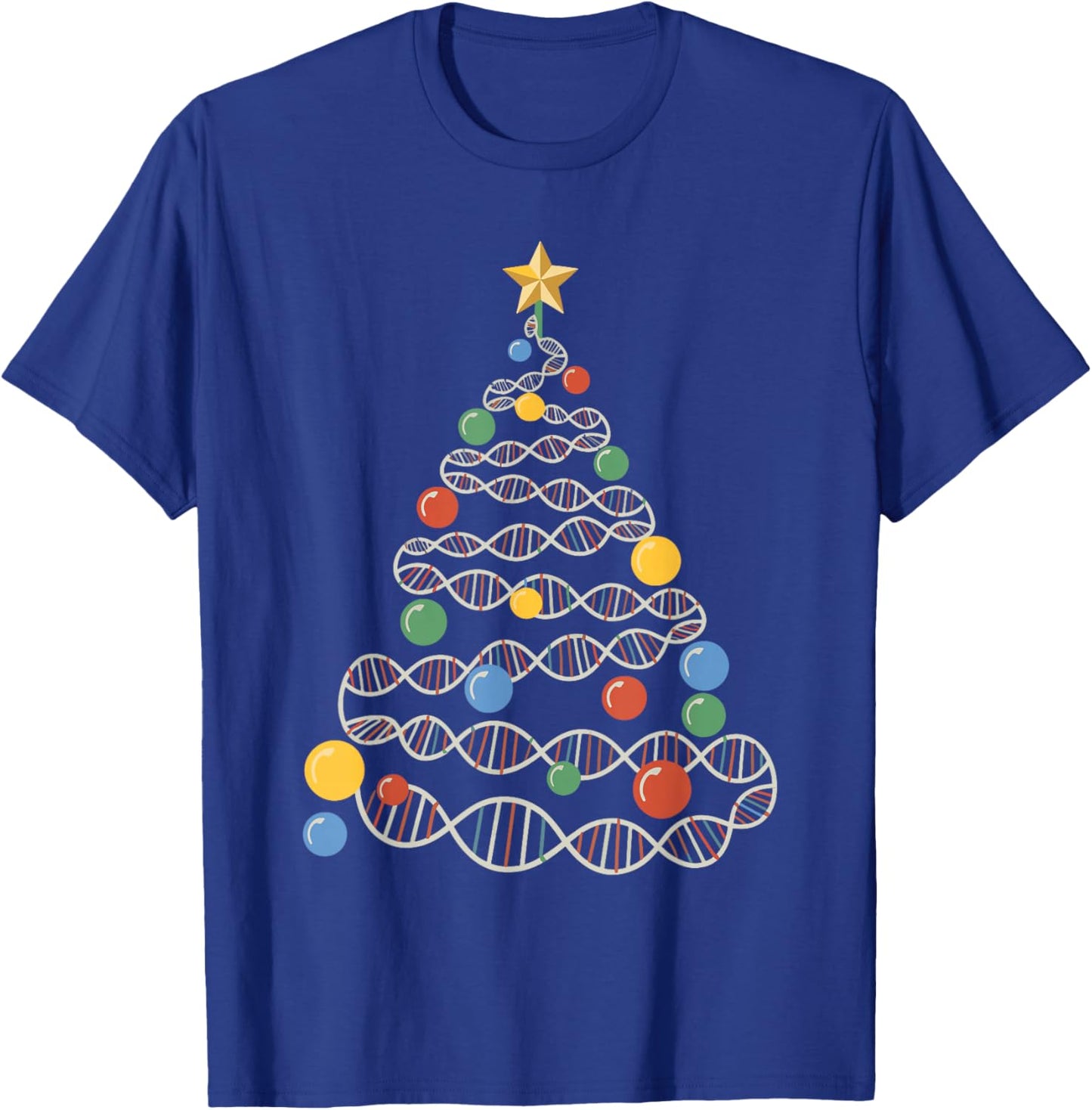 DNA Helix Christmas Tree Scientist Biology Science Teacher T-Shirt - T-Shirt | Royal