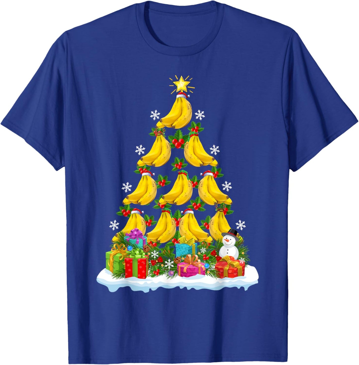 Banana Fruit Xmas Decoration Santa Banana Christmas Tree T-Shirt - T-Shirt | Royal
