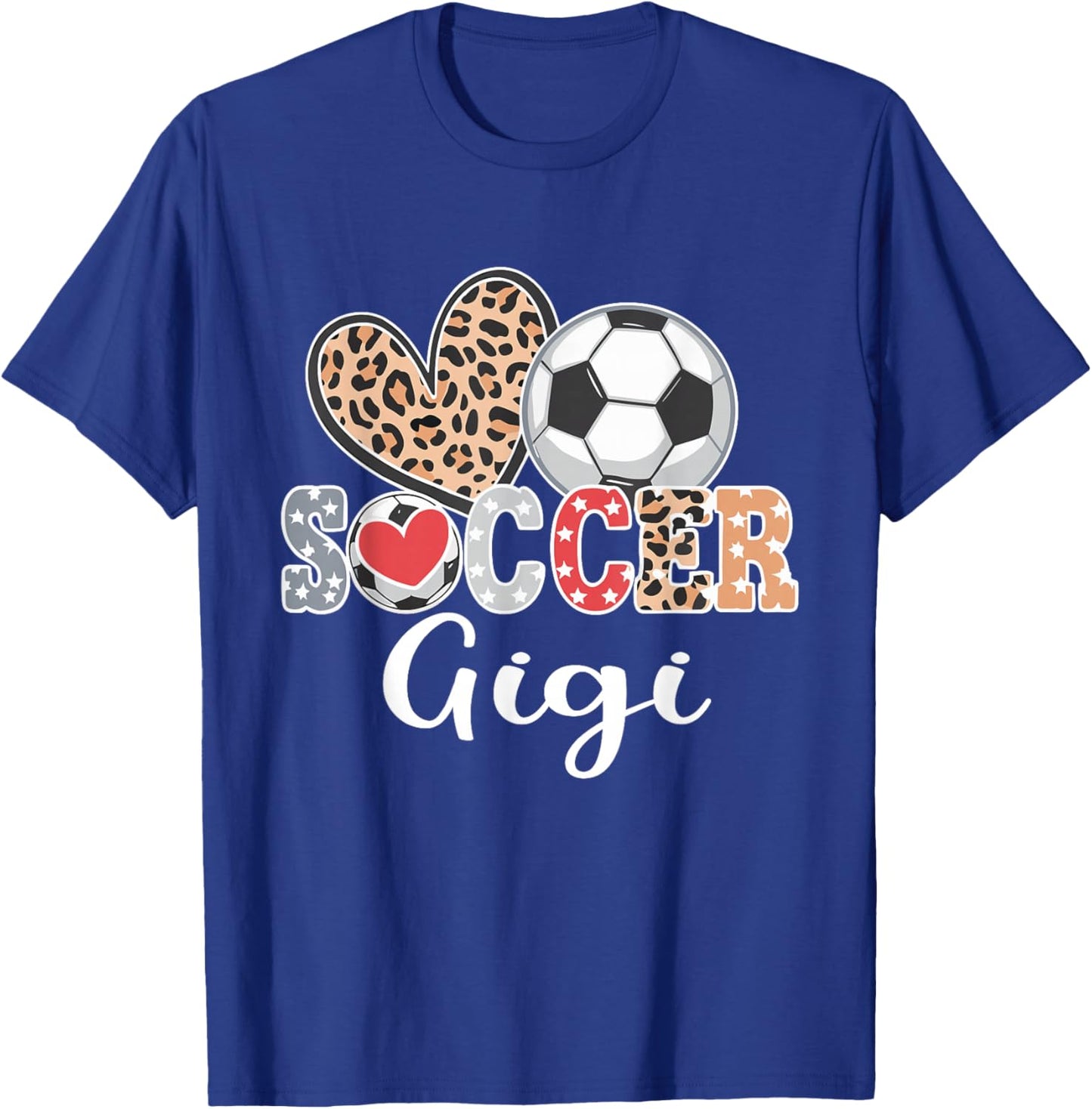 Soccer Gigi Cute Leopard Heart T-Shirt - T-Shirt | Royal