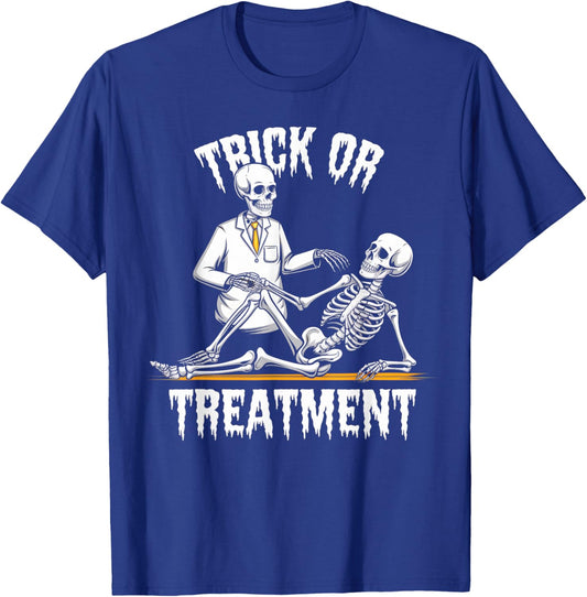 Physical Therapy Halloween Trick or Treatment Skeleton PT T-Shirt - T-Shirt | Royal