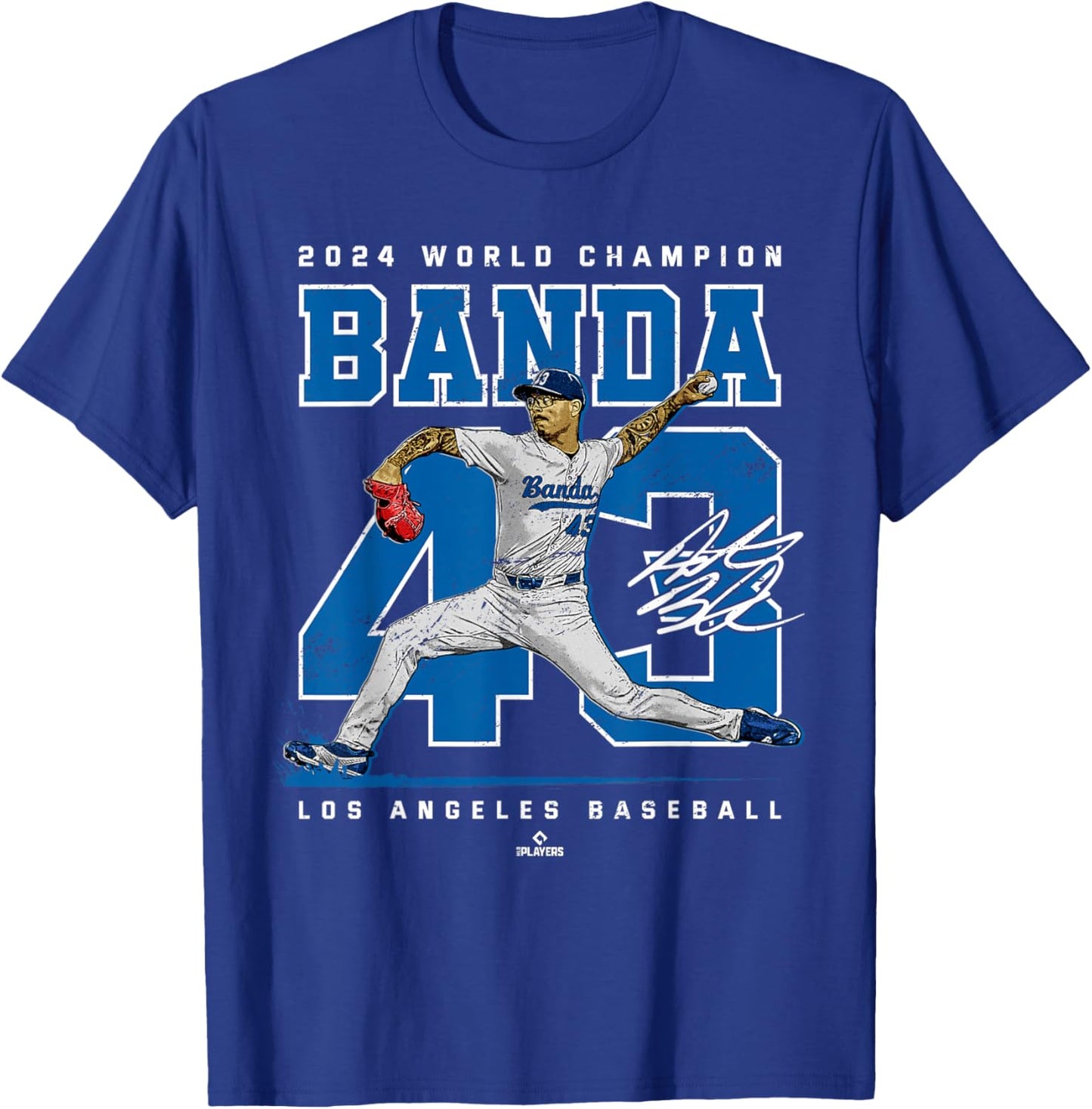 Player Number 2024 World Champion Anthony Banda MLBPA T-Shirt - T-Shirt | Royal
