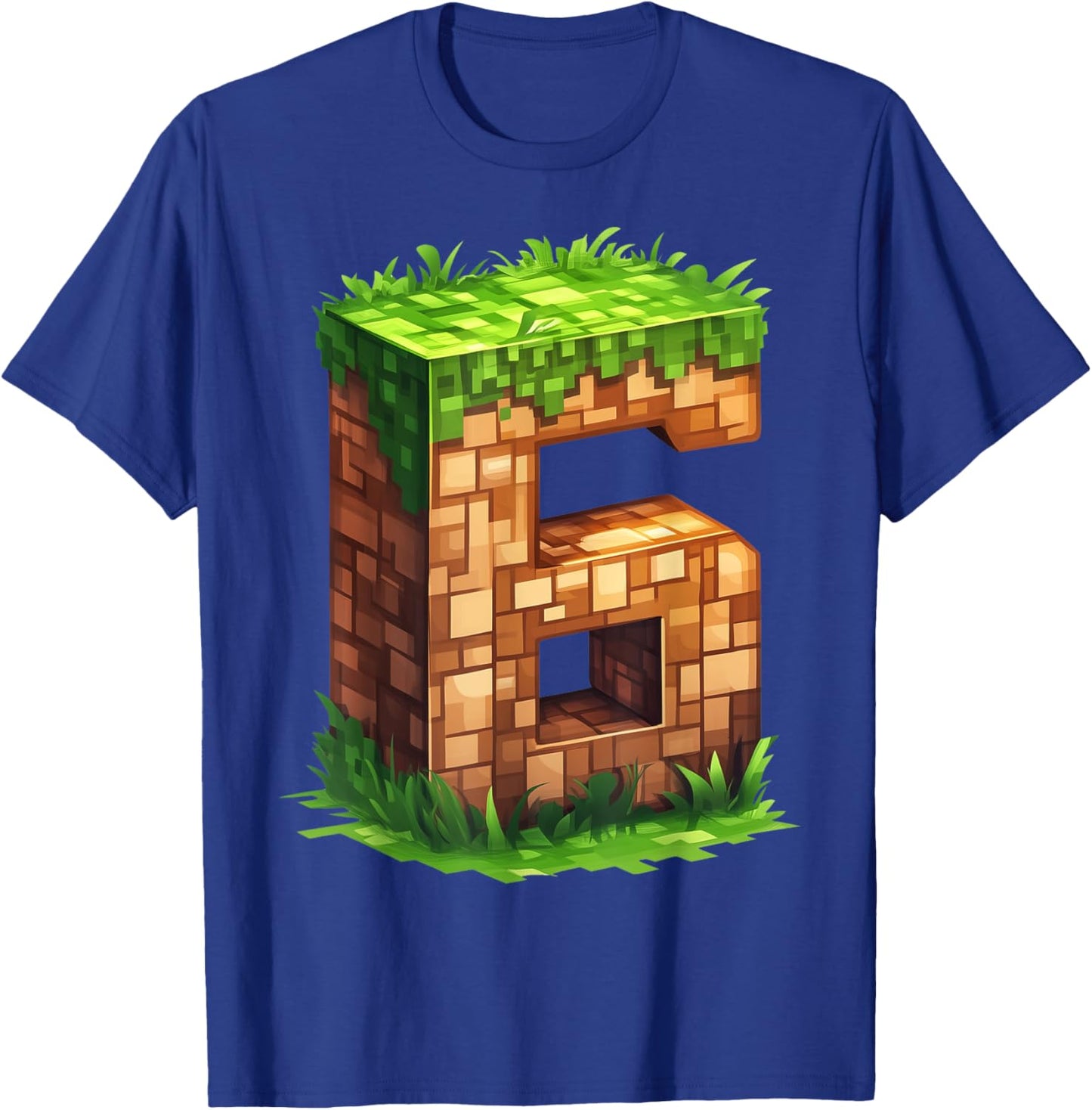 Fun 6th Birthday Number 6 Video Gamer Pixel Themed Bday Boys T-Shirt - T-Shirt | Royal