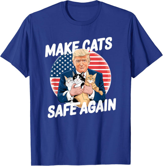 Make Cats Safe Again Vote Trump Save Our Pets Cats Dogs 2024 T-Shirt - T-Shirt | Royal