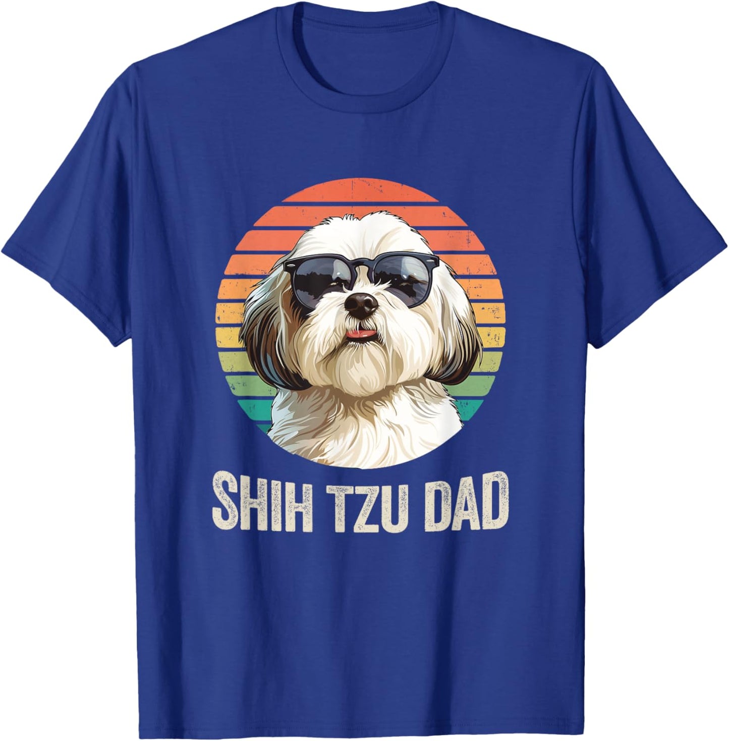 Vintage Shih Tzu Dad Fathers Day For Dog Lover Funny Men Women T-Shirt - T-Shirt | Royal