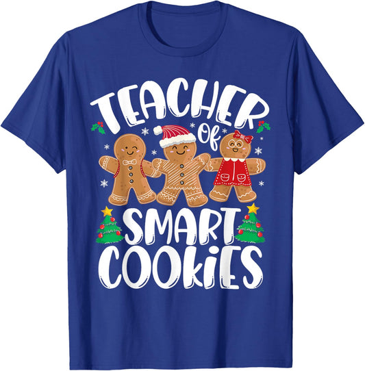 Christmas Teacher Holiday Teacher Of Smart Cookies Teachers T-Shirt - T-Shirt | Royal