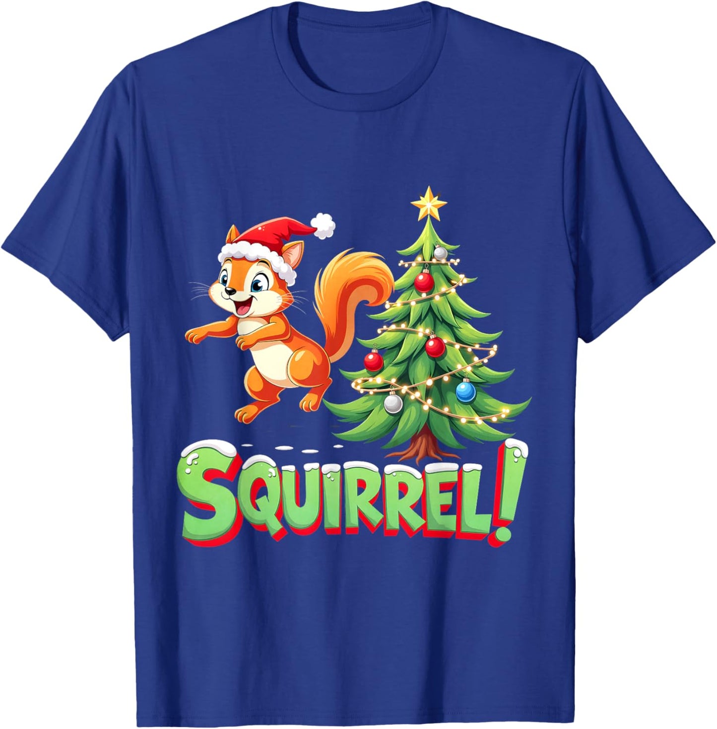Squirrel! Funny Christmas Xmas Squirrel Merry Christmas T-Shirt - T-Shirt | Royal