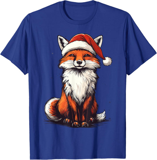 Fox Santa Hat Xmas Fox Lover Christmas Pajama Men Women Kids T-Shirt - T-Shirt | Royal