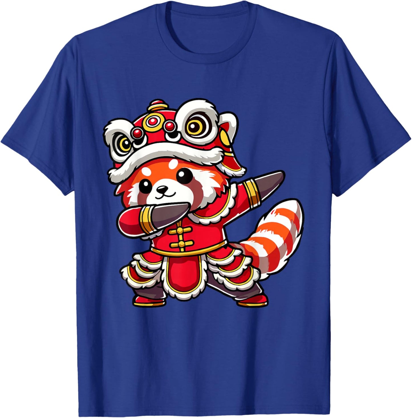Chinese Lunar New Year 2026 - Dabbing Red Panda Lion Dance T-Shirt - T-Shirt | Royal