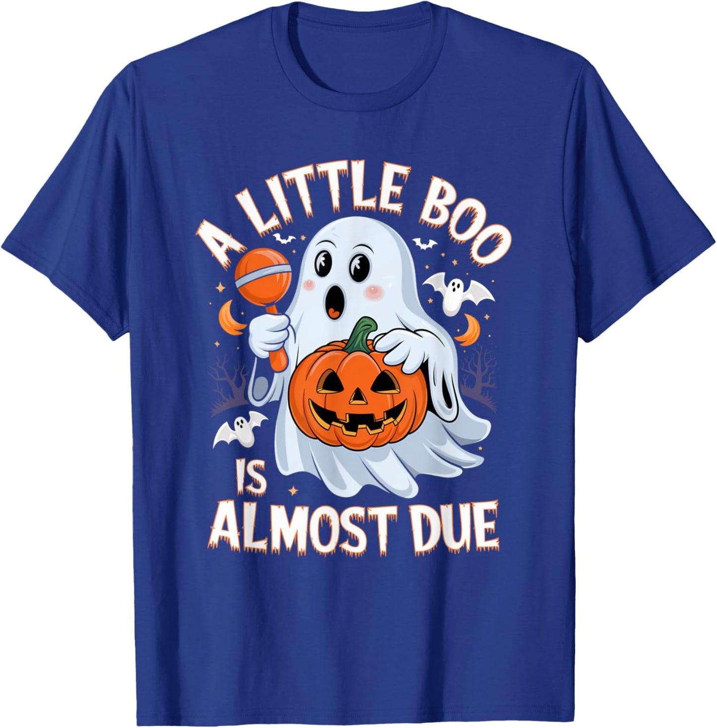 Little Boo Is Almost Due Cute Halloween Pregnancy Reveal T-Shirt - T-Shirt | Royal