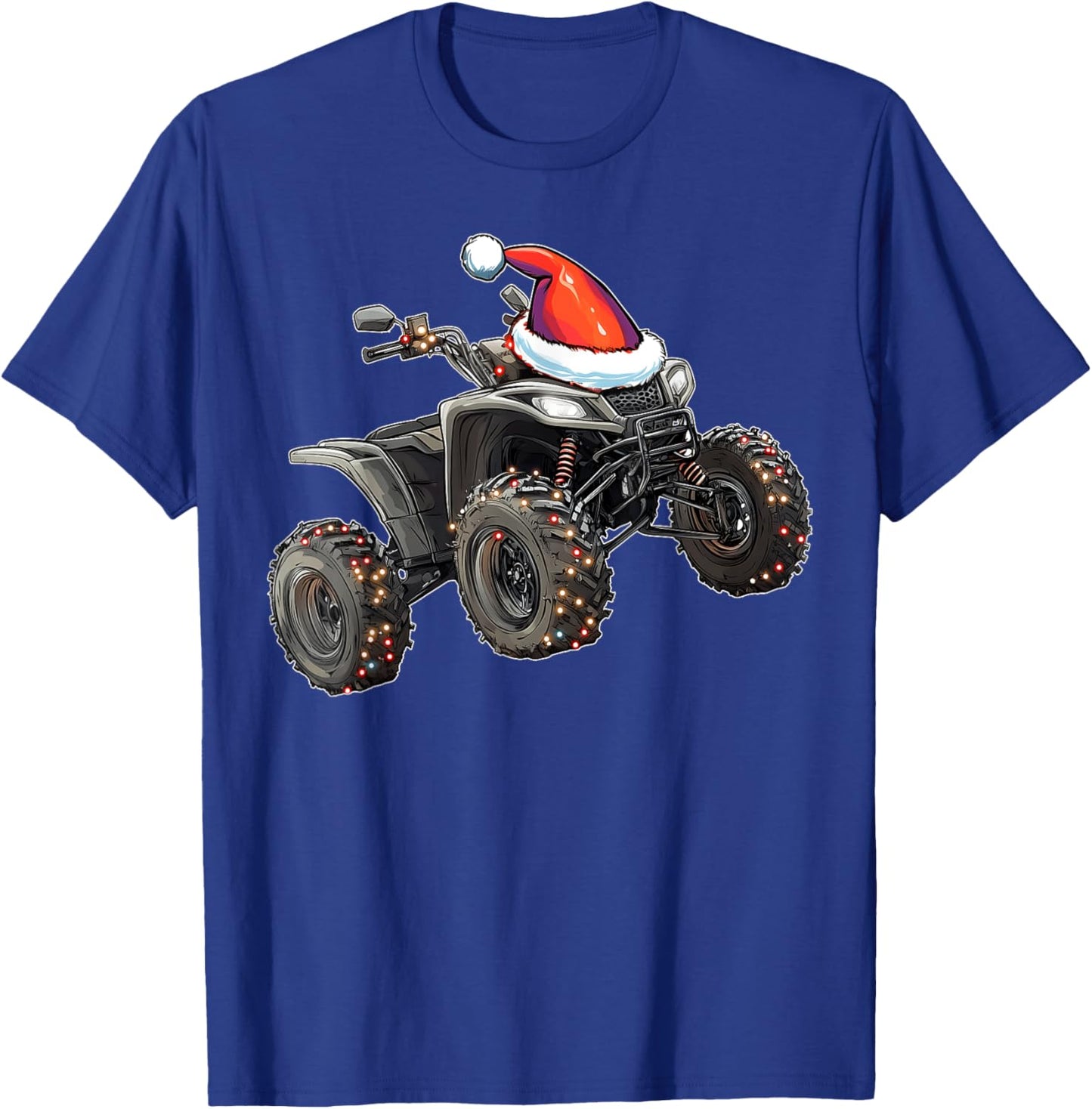 Atv Quad 4 Wheeler Christmas Hat Xmas T-Shirt - T-Shirt | Royal