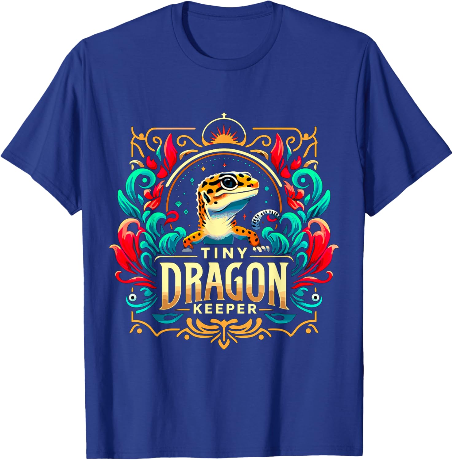 Tiny Dragon Keeper Leopard Gecko T-Shirt - T-Shirt | Royal