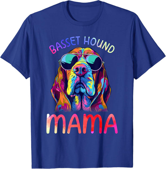 Basset Hound Mom Mama Pop Art Basset Hound Lovers T-Shirt - T-Shirt | Royal