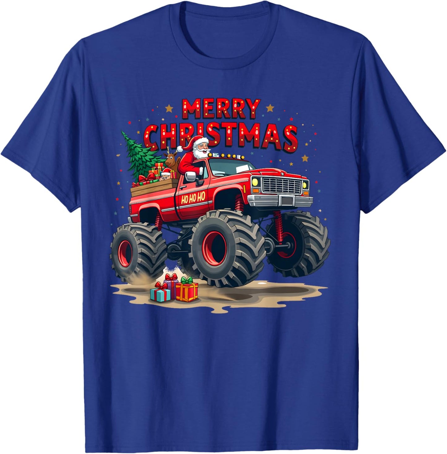 Holiday Christmas Monstertruck Off-Road Adventure T-Shirt - T-Shirt | Royal