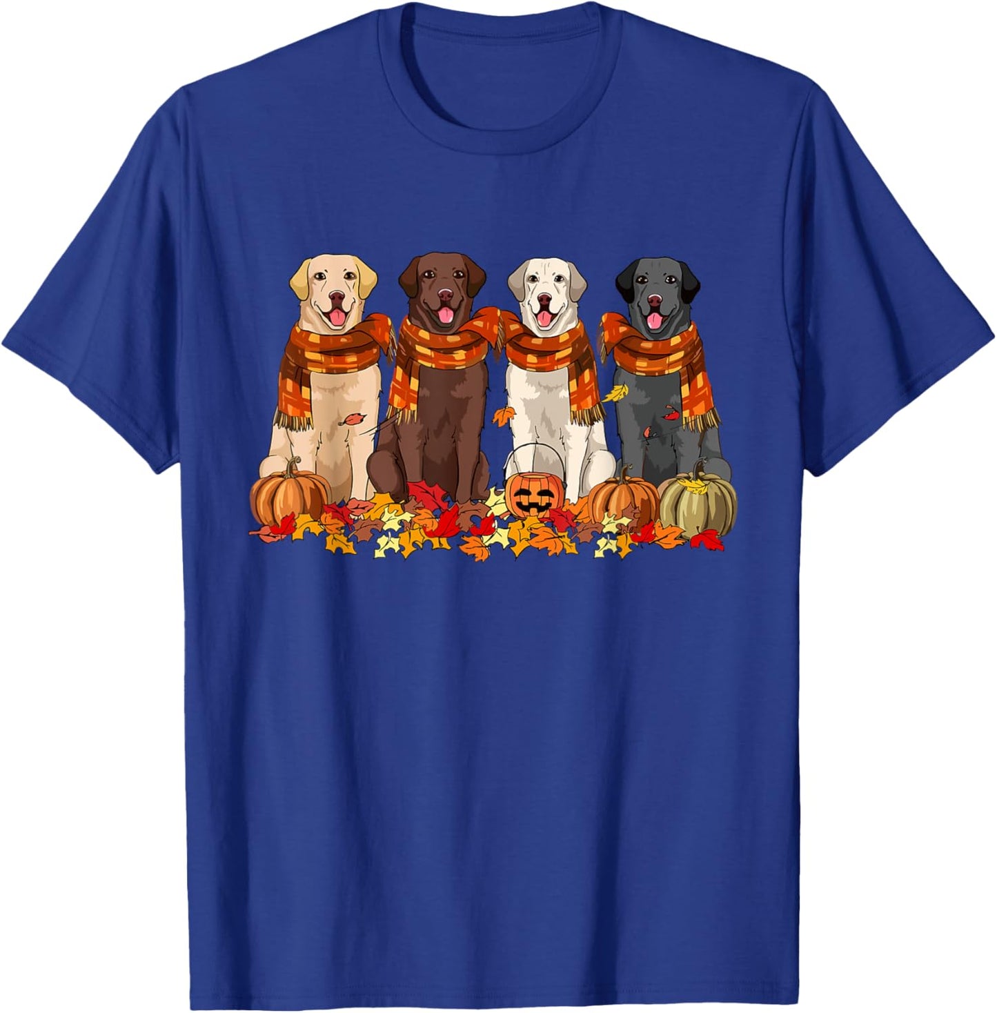 Fall Autumn Pumpkin Labrador Retriever Thanksgiving Dog Mom Men Women T-Shirt - T-Shirt | Royal