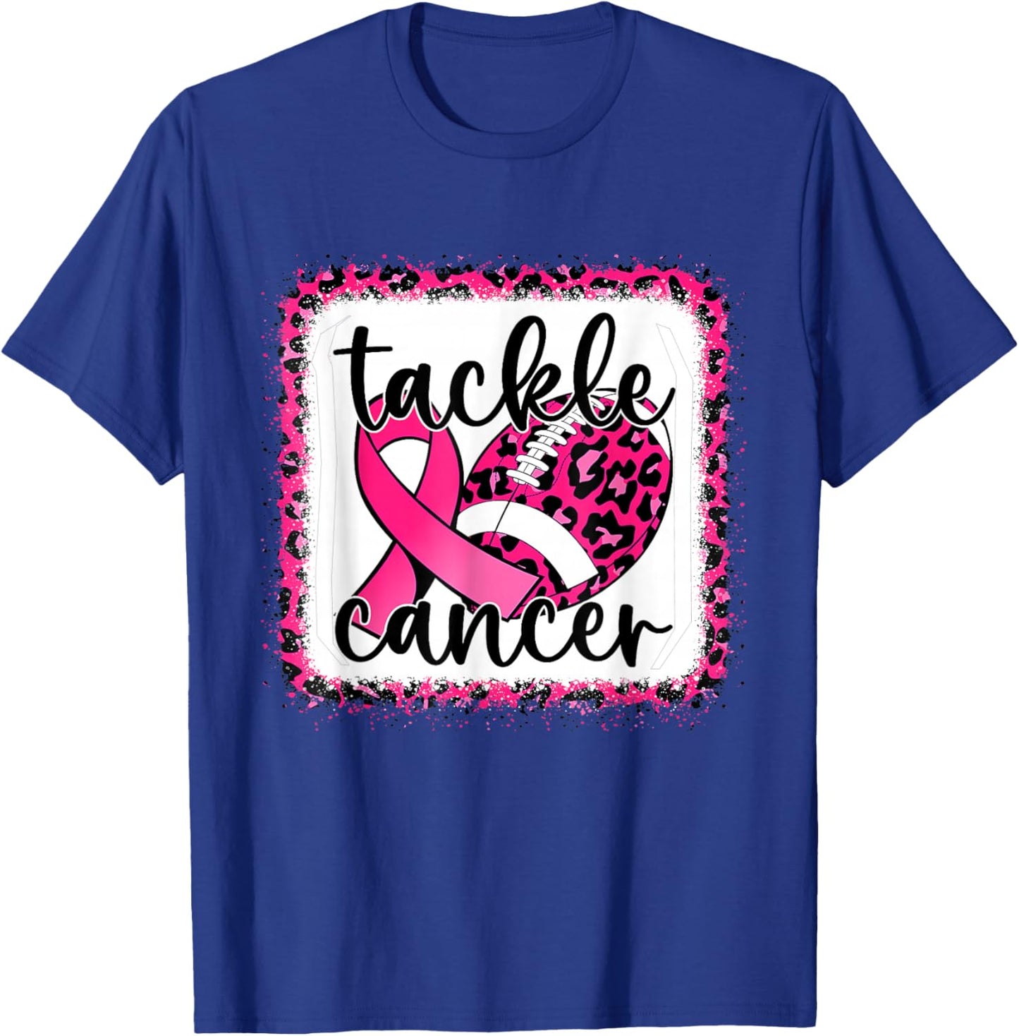 Tackle Football Breast Cancer Awareness Pink Ribbon Boy Kids T-Shirt - T-Shirt | Royal