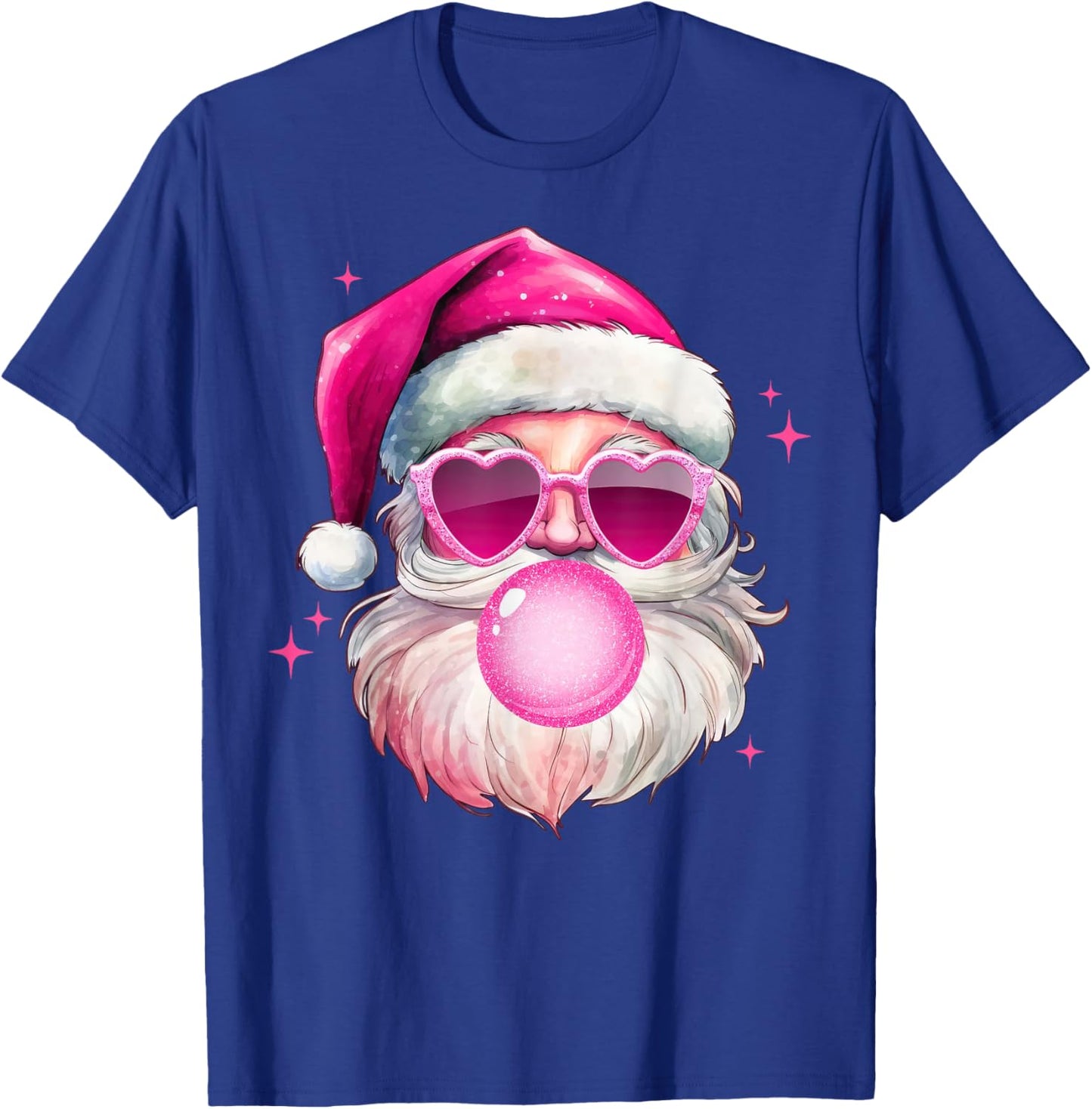 Cute Pink Santa Christmas Blowing Bubble Gum Xmas Girls T-Shirt - T-Shirt | Royal