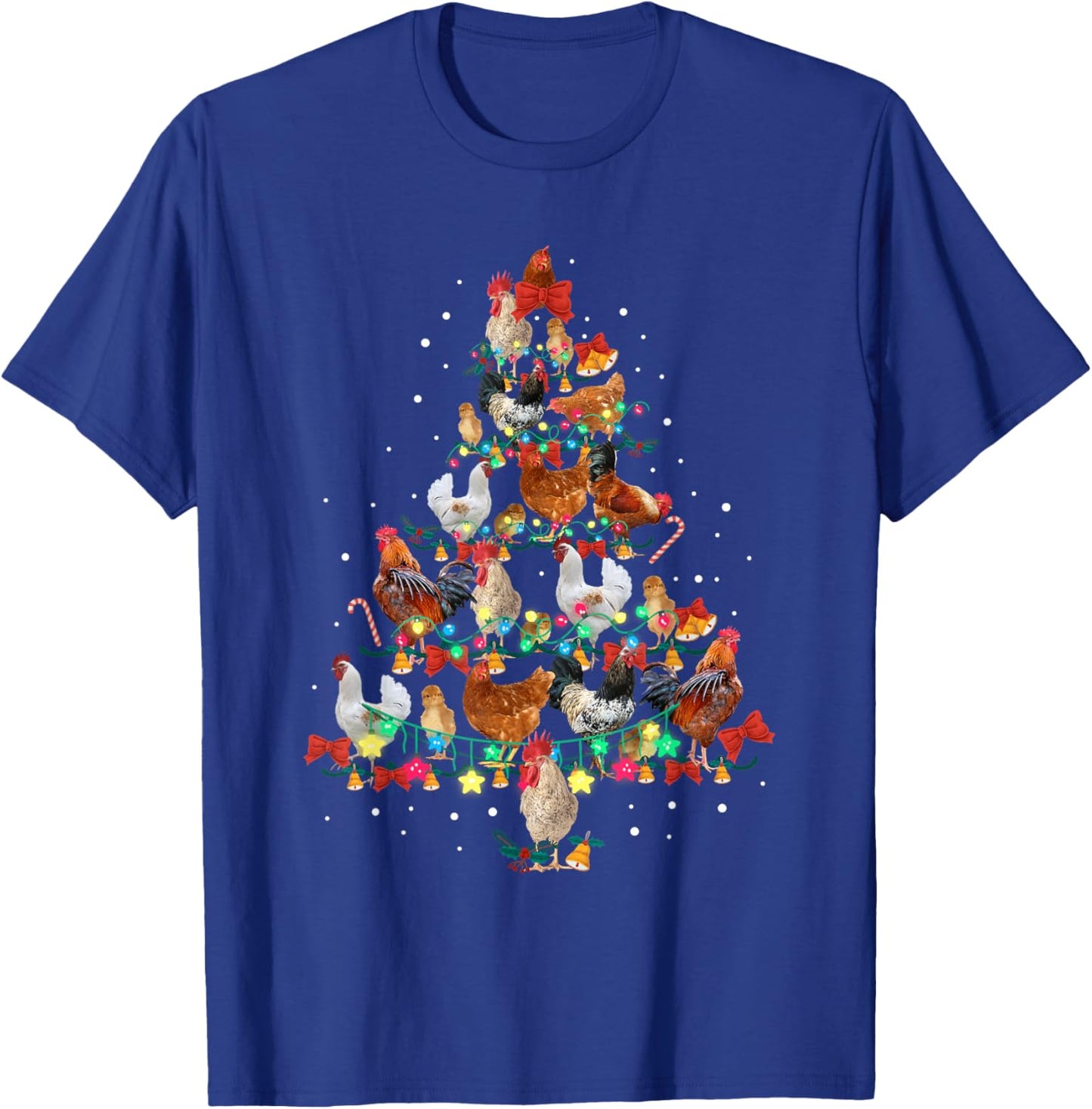 Chicken Christmas Tree Lights Xmas Kids Men Women T-Shirt - T-Shirt | Royal