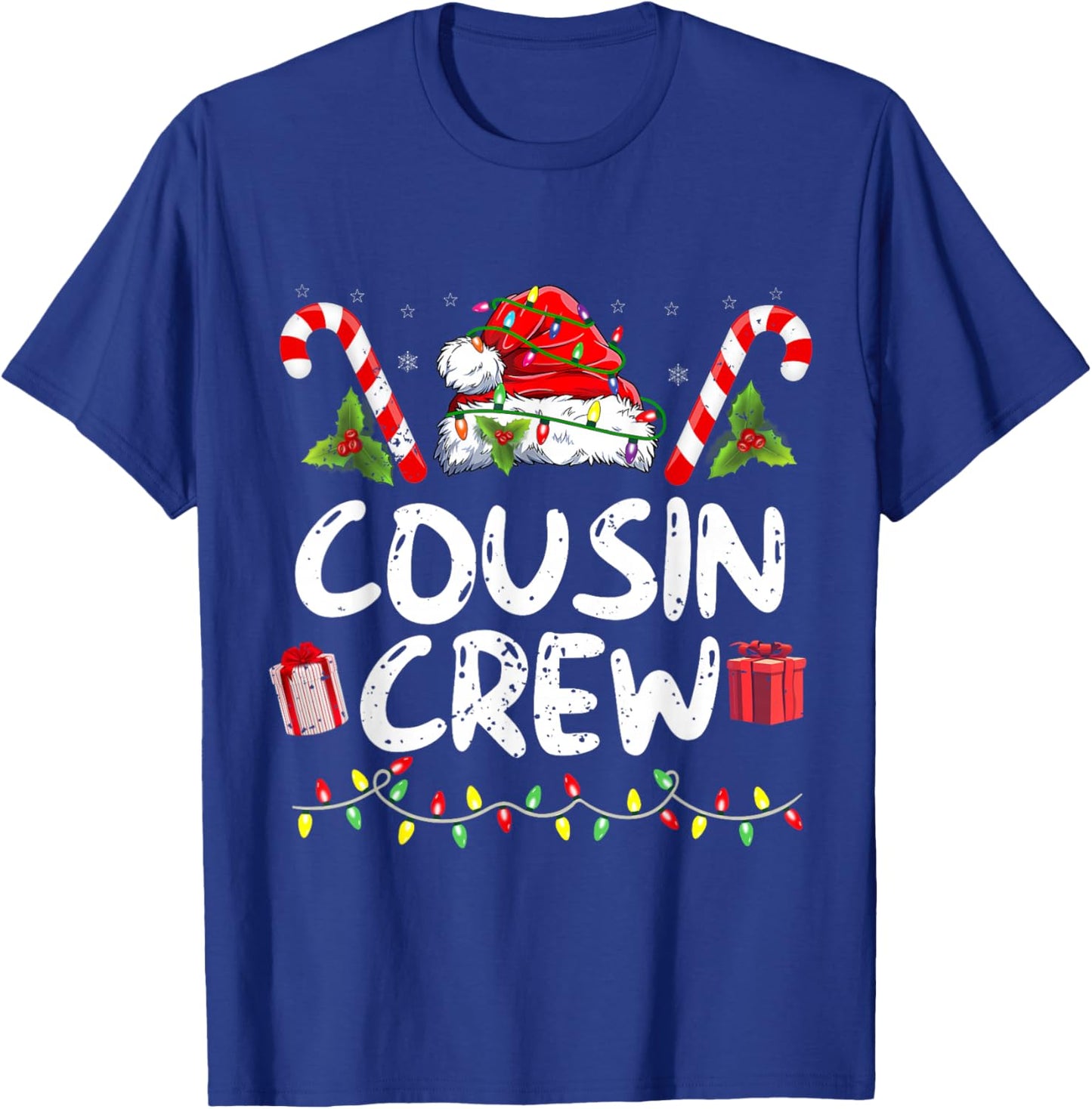 Christmas Cousin Crew Santa Hat Men Women Kids T-Shirt - T-Shirt | Royal