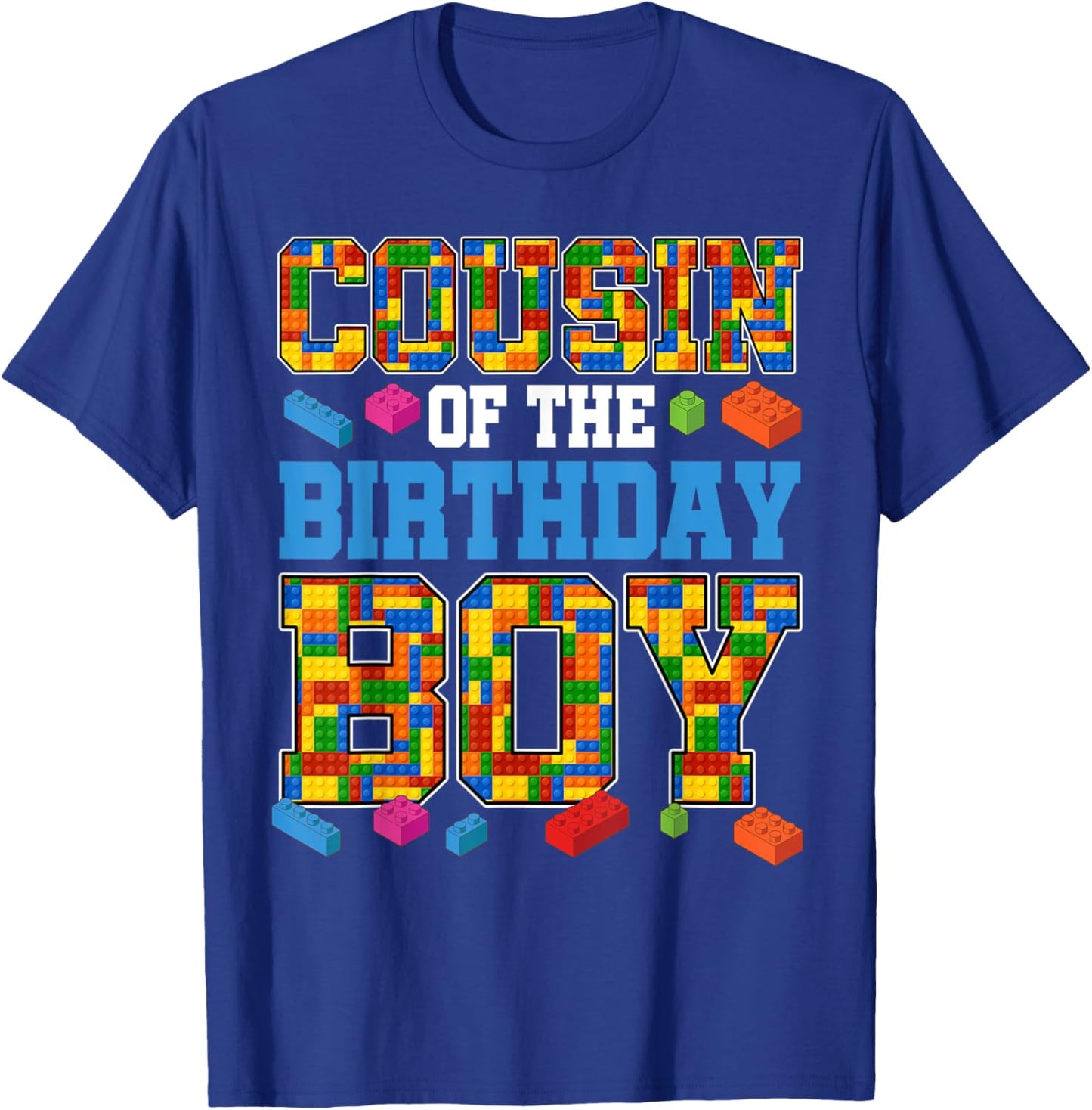 Cousin Of The Birthday Boy Master Builder Building Blocks T-Shirt - T-Shirt | Royal