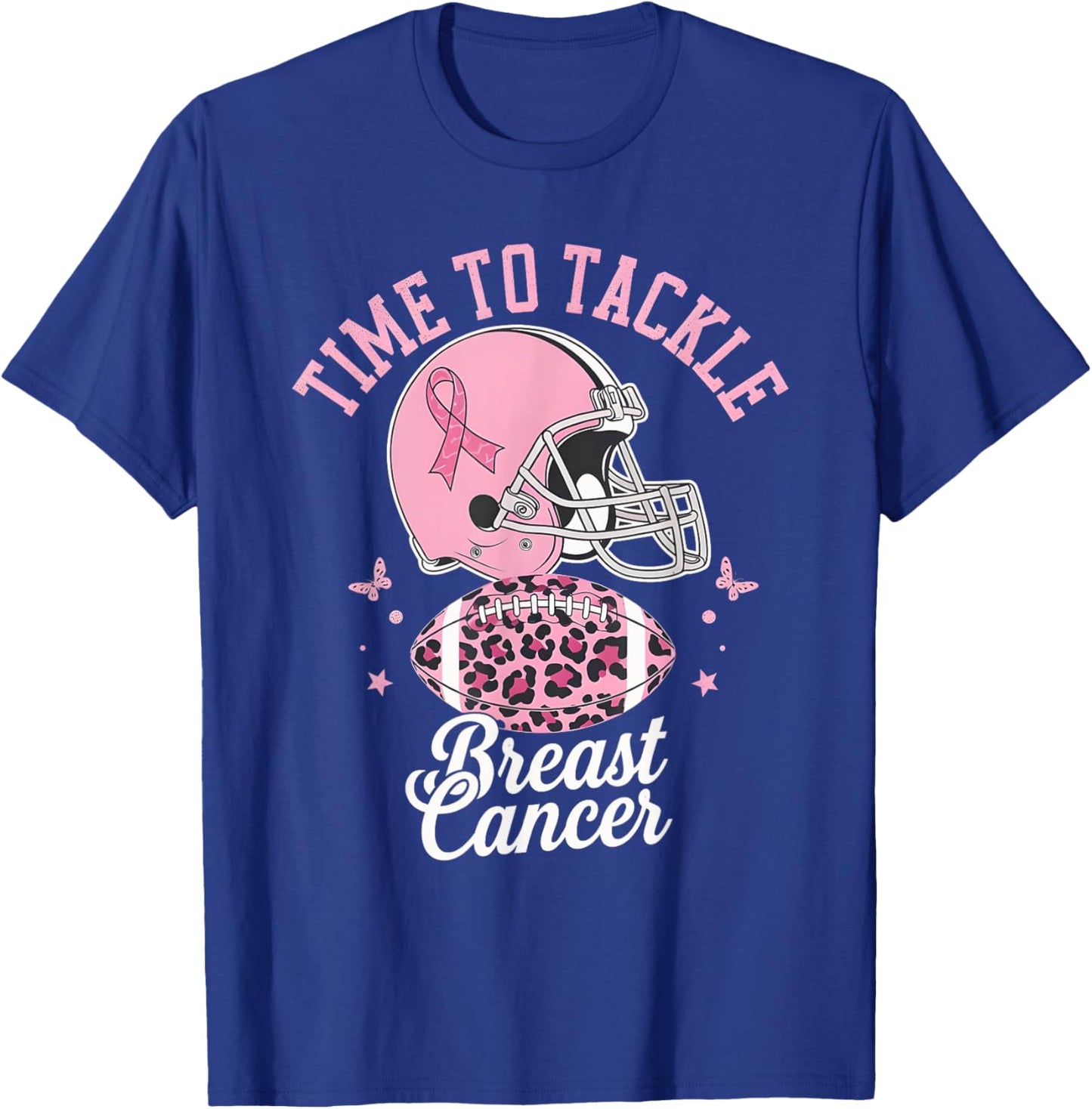 Tackle Football Breast Cancer Awareness Pink Ribbon Boys Kid T-Shirt - T-Shirt | Royal