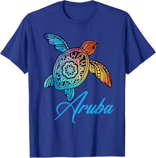 Aruba Tribal Tie Dye Sea Turtle Aruba T-Shirt - T-Shirt | Royal