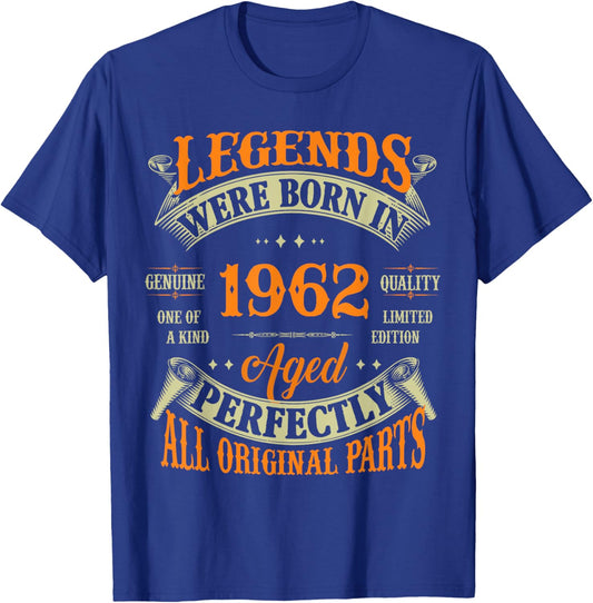 Vintage Legend Born In 1962 63rd Birthday 63 Years Old T-Shirt - T-Shirt | Royal
