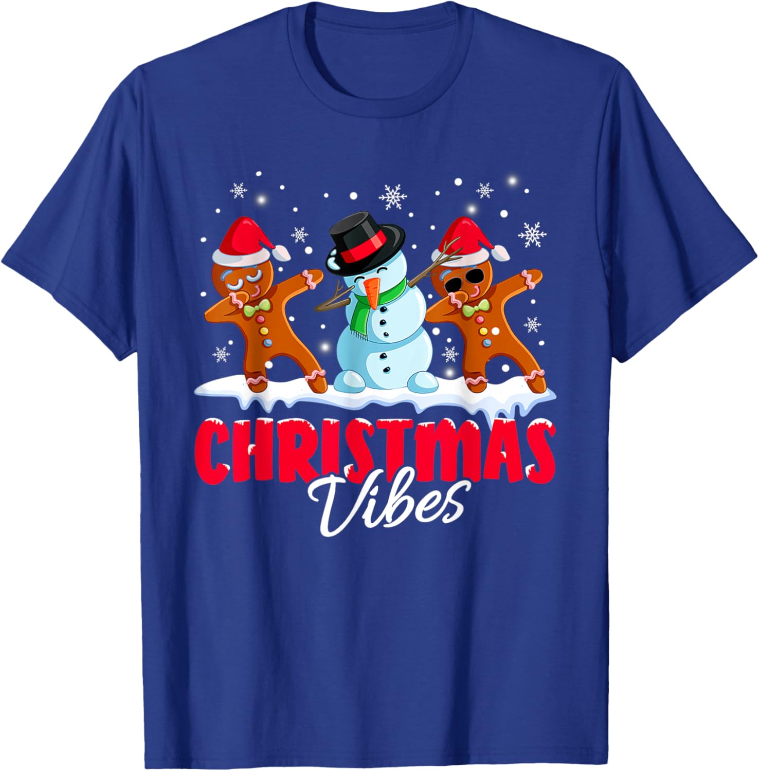 Christmas Pajamas Christmas Vibes Dabbing Ginger Snowman T-Shirt - T-Shirt | Royal