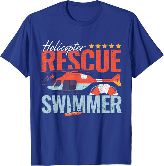 Vintage Helicopter Rescue Swimmer Proud Search and Rescue T-Shirt - T-Shirt | Royal
