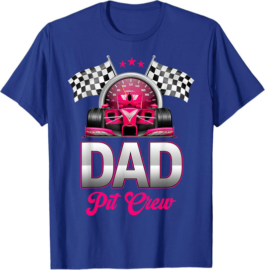 Dad Pit Crew Race Car Birthday Girl Party Racing Family T-Shirt - T-Shirt | Royal