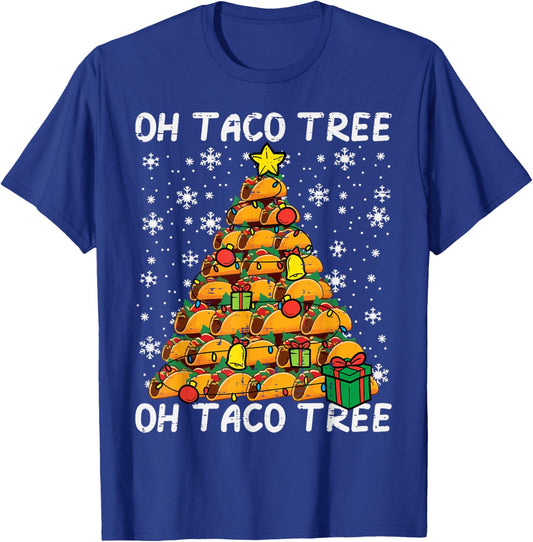 Tacos Christmas Tree Funny Xmas Foodie Mexican Men Women Kid T-Shirt - T-Shirt | Royal