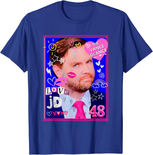 Cute Doodle Design Of JD Vance With Heart and Kisses Doodles T-Shirt - T-Shirt | Royal