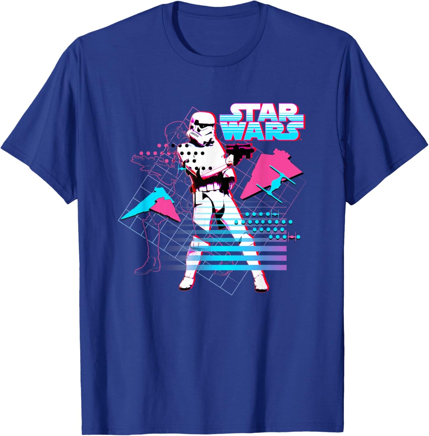 Star Wars Neon Stormtrooper Retro Gradient T-Shirt - T-Shirt | Royal