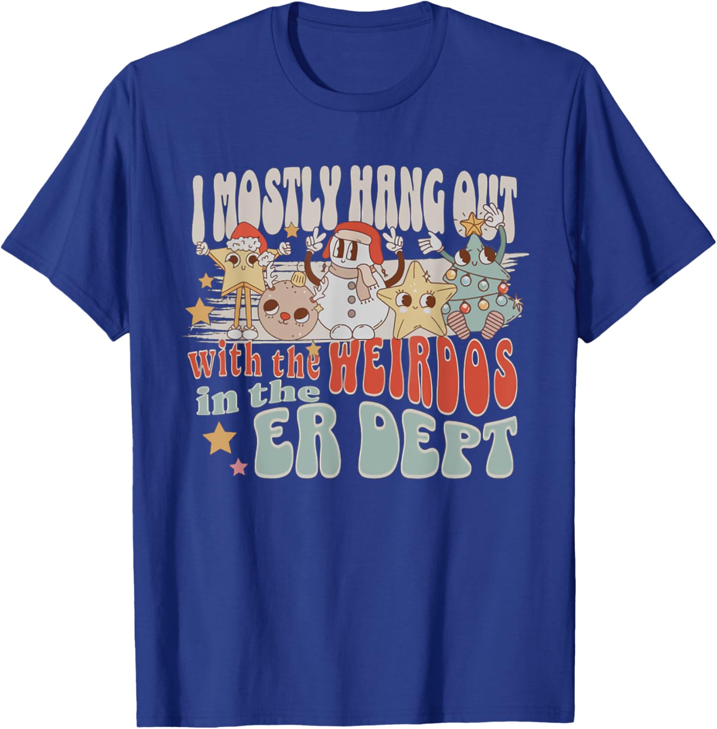 ER Nurse Christmas Emergency Department Nurse ED Tech T-Shirt - T-Shirt | Royal