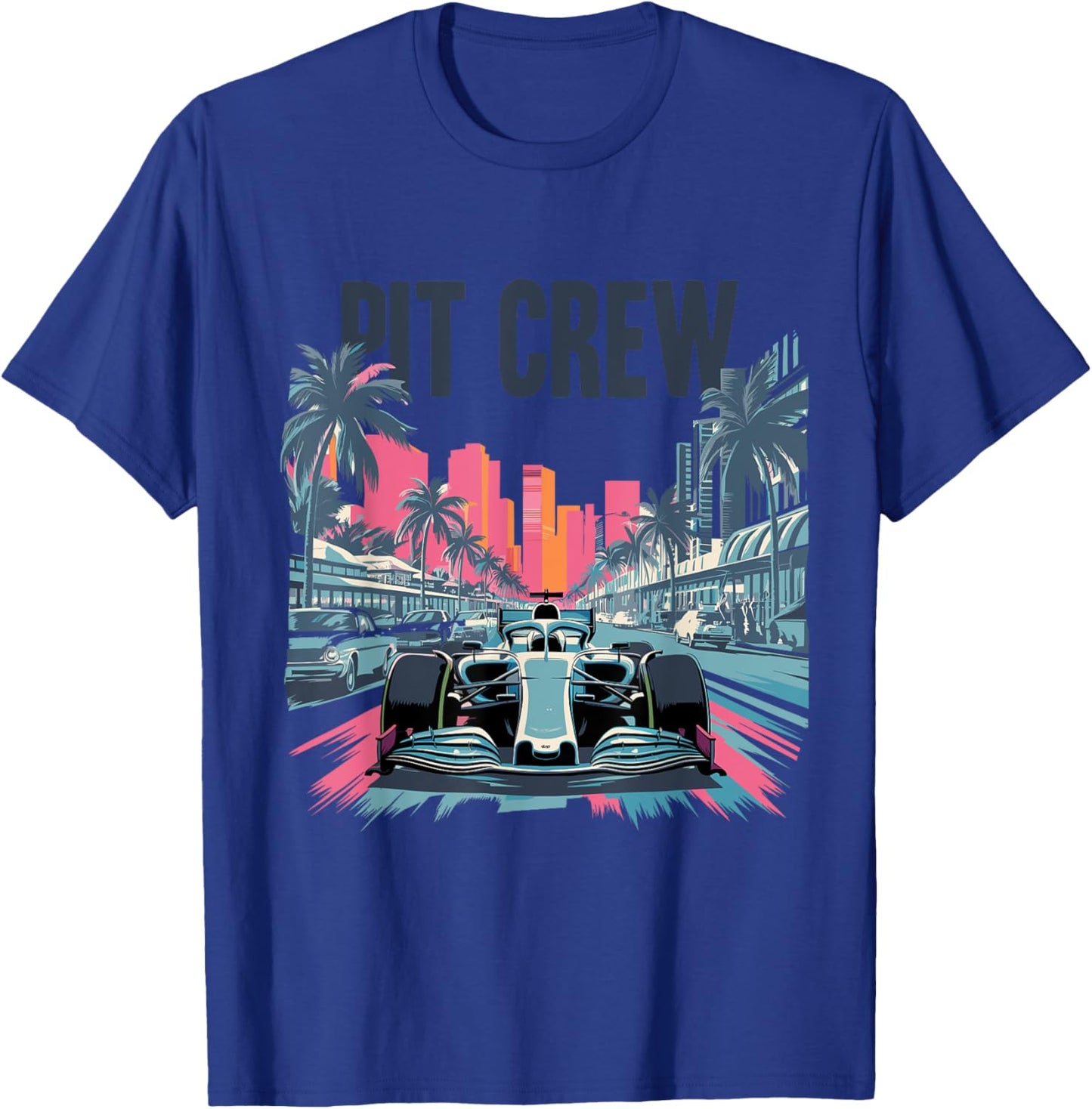 Miami Pit Crew Costume Car Racing Retro Auto Car Race T-Shirt - T-Shirt | Royal