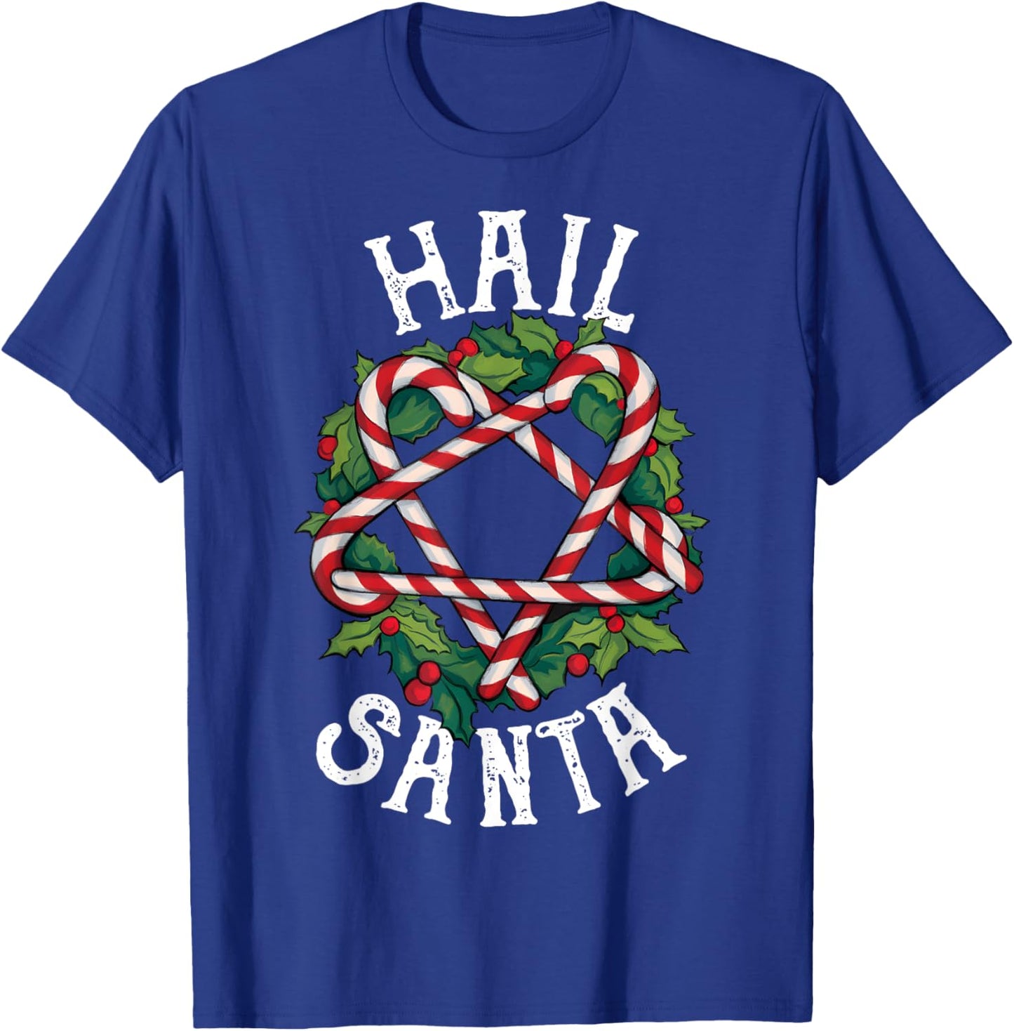 Hail Santa Candycane Pentagram Gothmas Funny Goth Christmas T-Shirt - T-Shirt | Royal