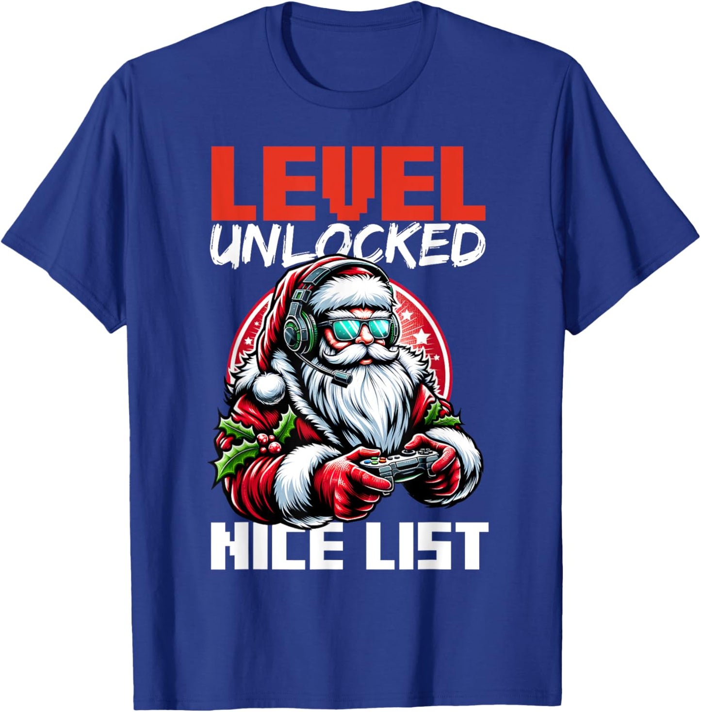 Christmas Gamer Boys Nice List Video Game Santa Xmas T-Shirt - T-Shirt | Royal