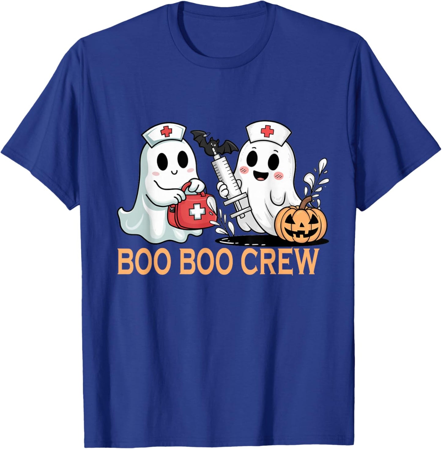 Ghost Boo Boo Crew Nurse Halloween Women Spooky Nurse Funny T-Shirt - T-Shirt | Royal