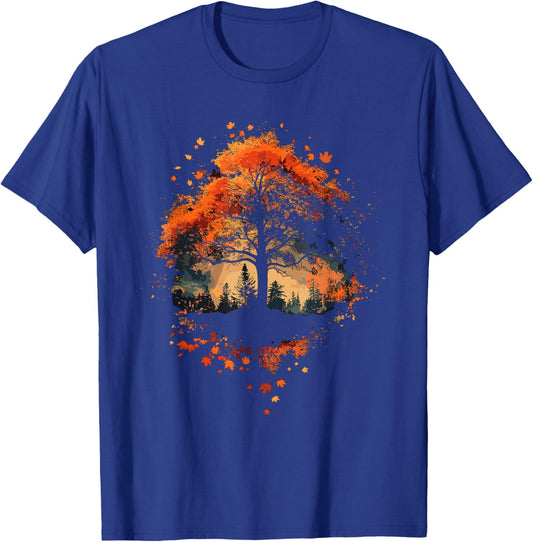Maple Tree Leaf Autumn Fall Leaves Men T-Shirt - T-Shirt | Royal