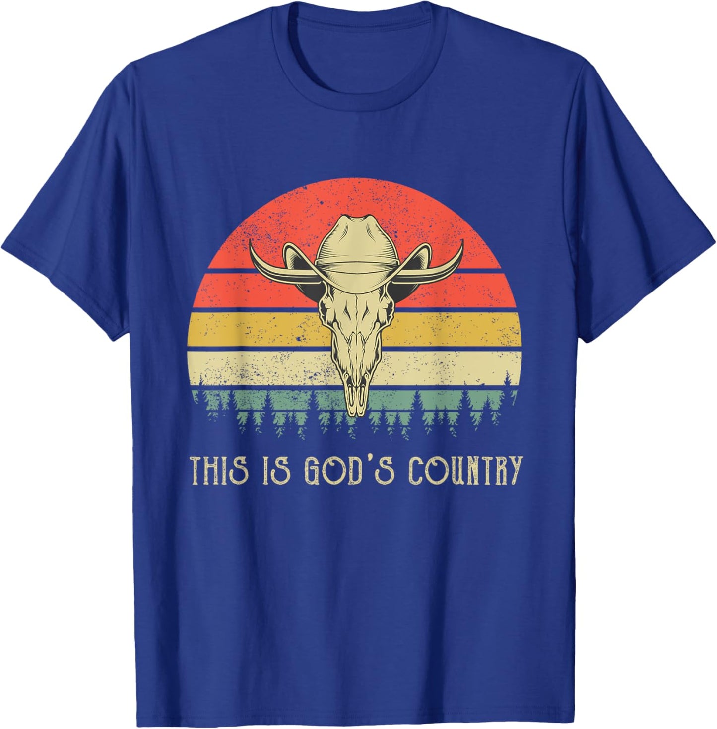 This Is God's Music Country Outfit Bull Skulls Western Howdy T-Shirt - T-Shirt | Royal