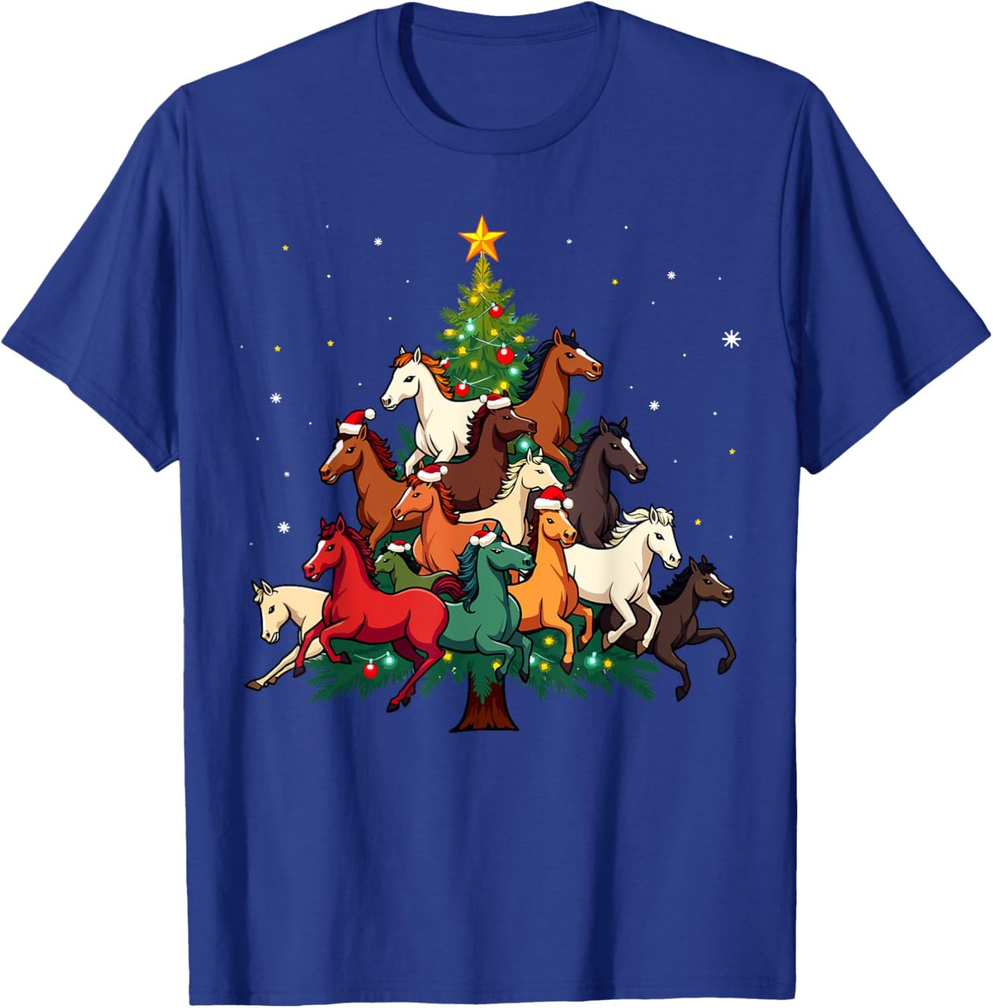 Horse Christmas Tree Funny Steed Holiday Cute Horse T-Shirt - T-Shirt | Royal