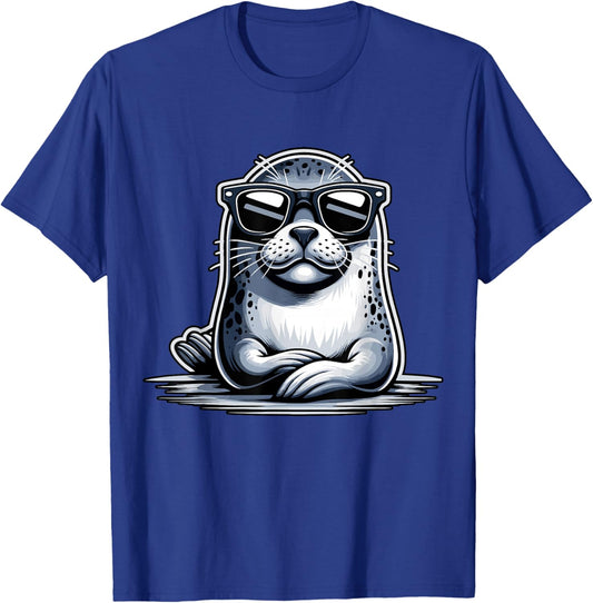 Seal with Sunglasses Sea Lion T-Shirt - T-Shirt | Royal