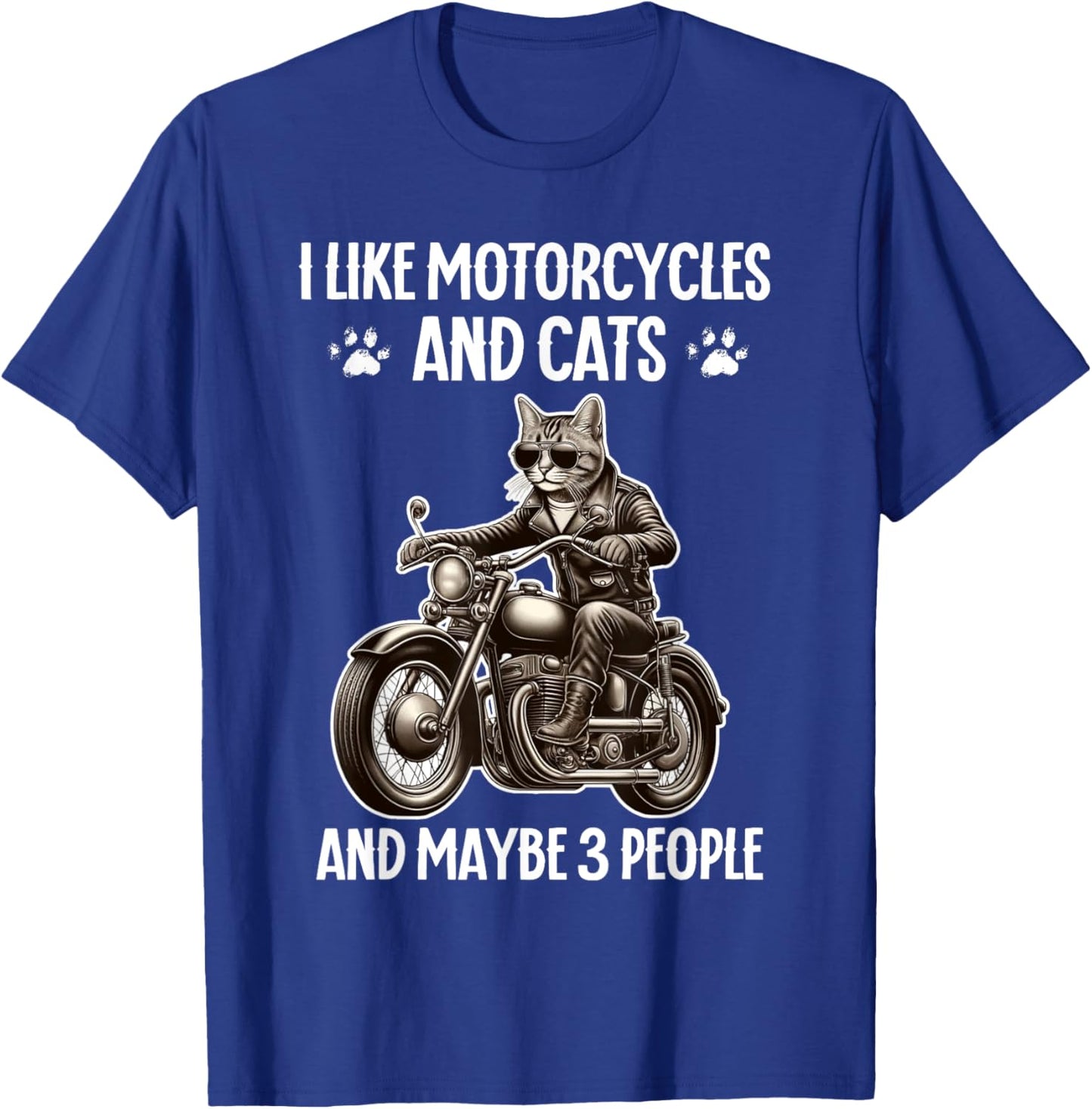 I Like Motorcycles And Cats And Maybe 3People Cat and Bike Women Kids T-Shirt - T-Shirt | Royal