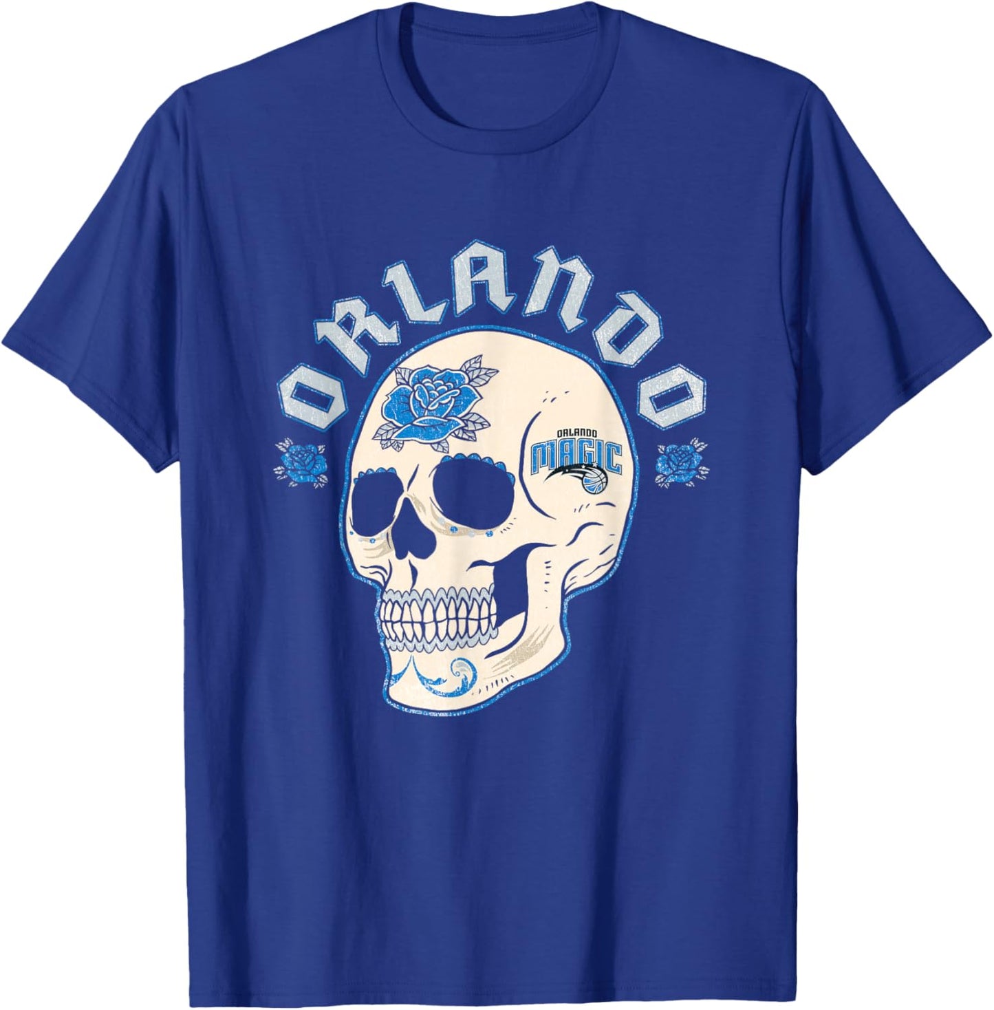 NBA Orlando Magic Halloween Floral Skull T-Shirt - T-Shirt | Royal