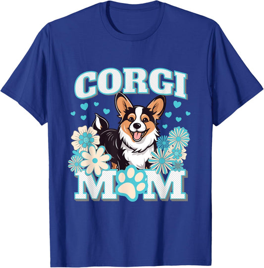 Tri-color Corgi Mom Mum Dog Floral Design Women T-Shirt - T-Shirt | Royal