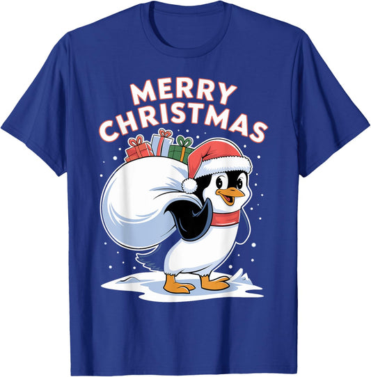 Merry Christmas Emperor Penguin T-Shirt - T-Shirt | Royal